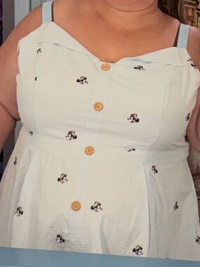 Disney Light Blue Minnie Mouse Button-Front Mini Dress